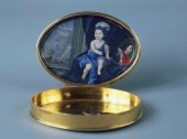 Snuffbox with views of St. Petersburg. Inside: Portrait of Peter I and his son Peter