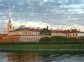 Russia. Saint-Petersburg.The Peter and Paul fortress and channel at dusk.