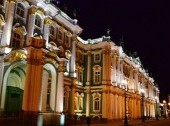 Hermitage Museum at night lights