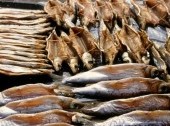 Smoked Omul on the market in Listvyanka