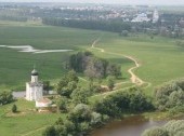 Church of the Intercession on the Nerl (the background of the village Bogoljubovo)