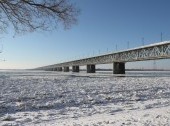 Railway bridge across the Amur river