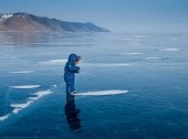Winter trekking tour along Lake Baikal shore