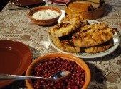 Local pastries with tea, Village of Sheltozero