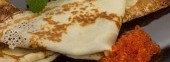Blini (thin pancakes) with salmon roe