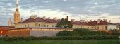 Russia. Saint-Petersburg.The Peter and Paul fortress and channel at dusk.