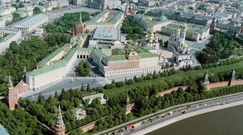 Moscow, Kremlin. Bird's Eye View from the southwest.