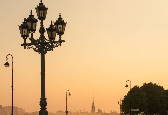 Neva embankment in the evening