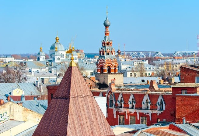 Cityscape Yaroslavl removed from height