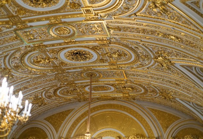 Golden ceiling at the Hermitage, St. Petersburg