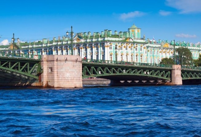 Palace Bridge in summer day. Saint-Petersburg