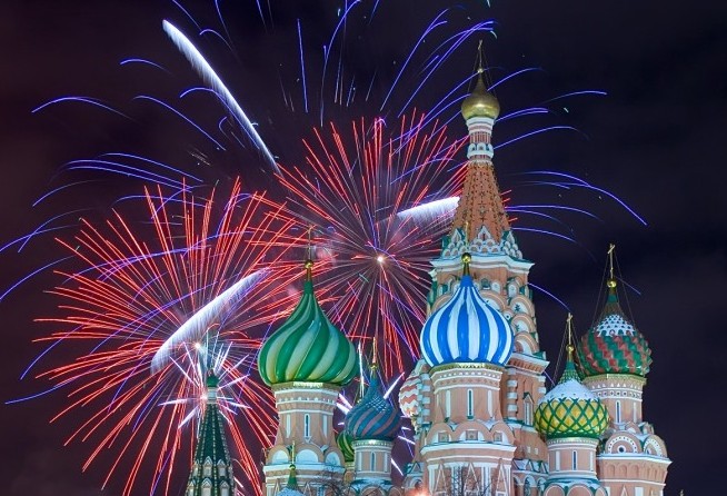 Moscow St. Basil's Cathedral at night