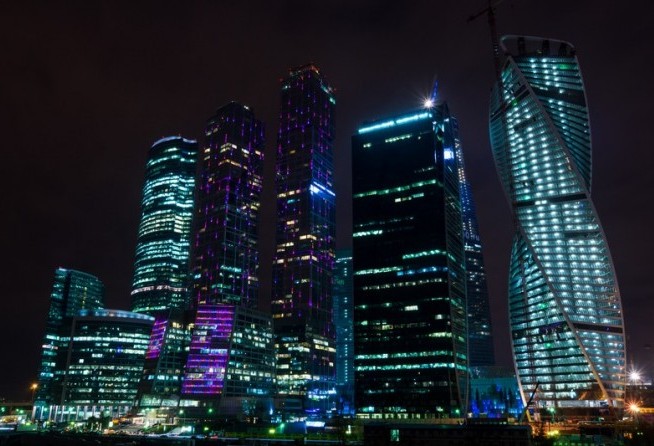 Moscow City at night