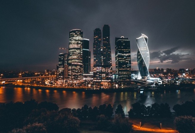 Moscow City at night
