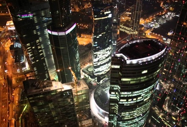 Moscow City at night