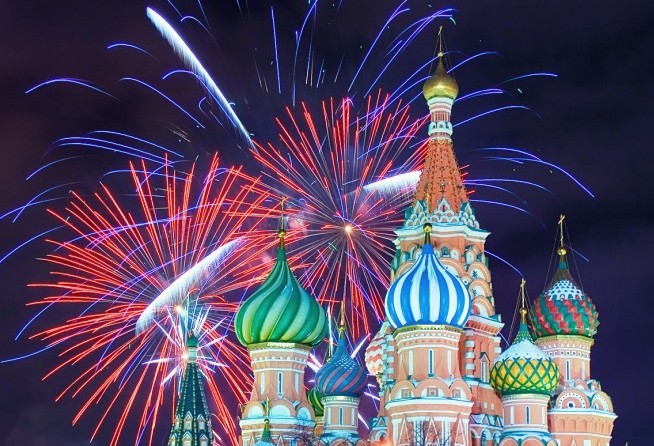 Moscow St. Basil's Cathedral at night