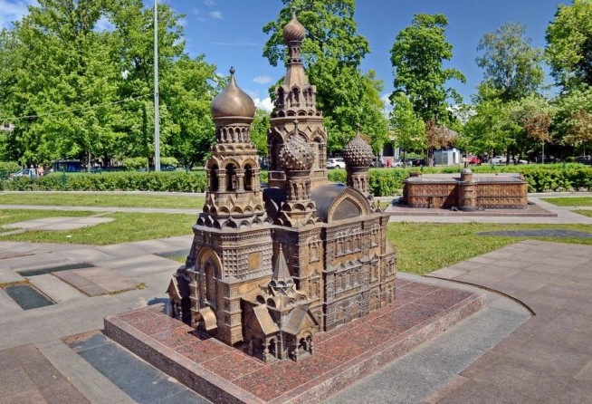 Mini City in the Alexander Park. Layout of the Church of the Savior on Spilled Blood