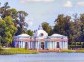 View of the "Grotto" Pavilion in Catherine's garden. Autumn landscape in Pushkin, Russia