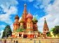 Bright Domes of St. Basil's Cathedral in summer