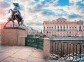 View on the Anichkov bridge statues and the Beloselsky-Belozersky Palace